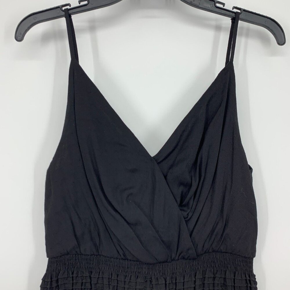 Do + Be Dress Black Sleeveless Smocked Mini V Neck Ruffle - Picture 3 of 9